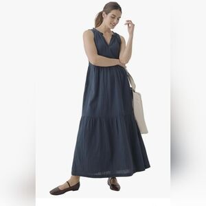 Pact Navy Blue Maxi Dress. Size Medium